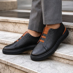 Vantinio Genuine Leather Sneakers - Black Brown - genuine leather - Hendlys - Image 4