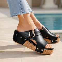 Zulana Platform Sandals - Black - Sandals - Hendlys - Image 1