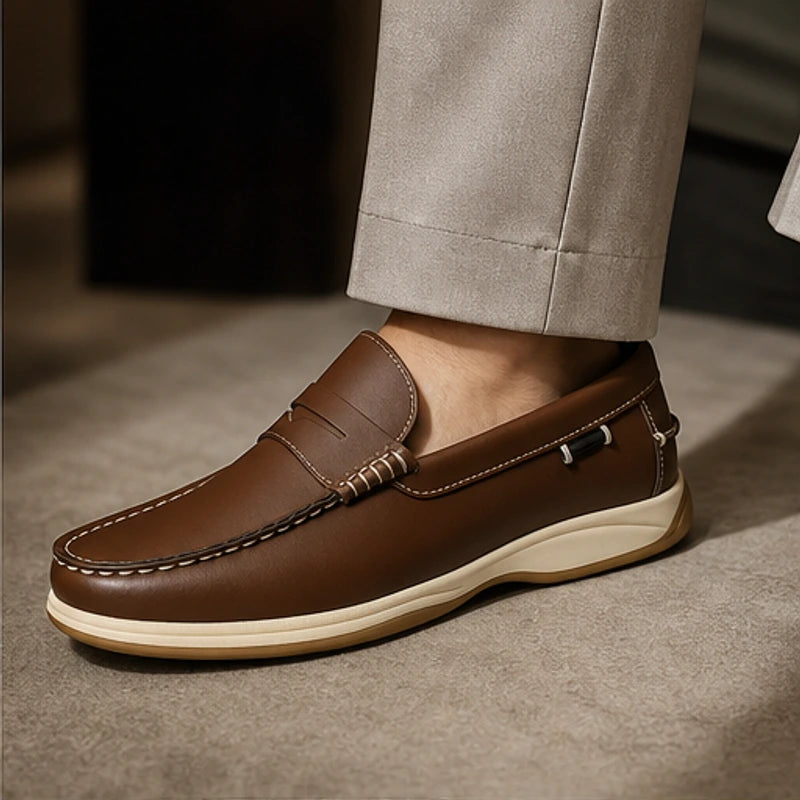 Ravello Pebbled Leather Loafer - Brown - pebbled leather - Hendlys - Image 4