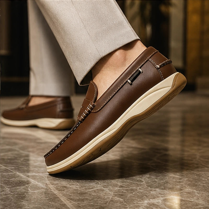 Ravello Pebbled Leather Loafer - Brown - leather loafer - Hendlys - Image 3