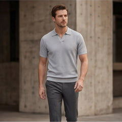San Sebastian Knit Polo Shirt - Gray - men's polo - Hendlys - Image 2