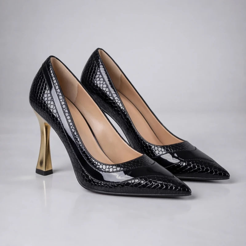 Maria May Metallic Heels - Black - women's heels - Hendlys - Image 1
