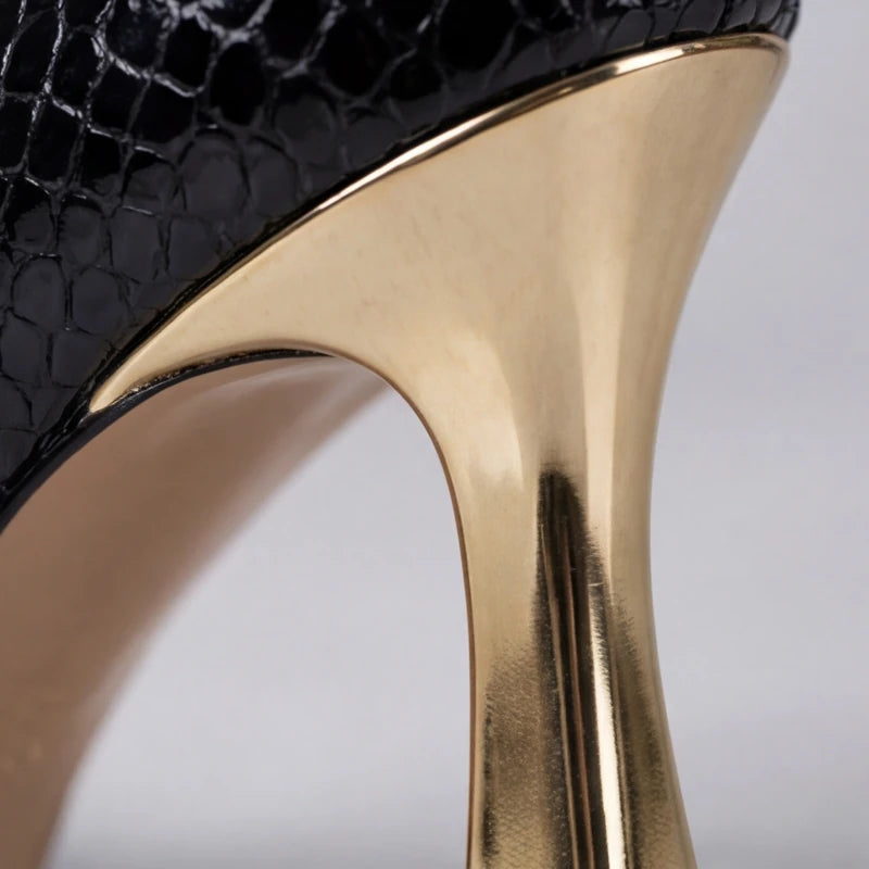 Maria May Metallic Heels - Black - stiletto heels - Hendlys - Image 4