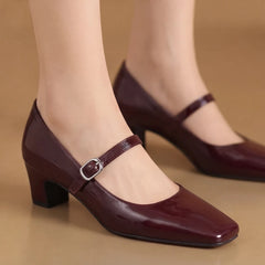 Helena Genuine Leather Heels - Maroon - genuine leather - Hendlys - Image 5