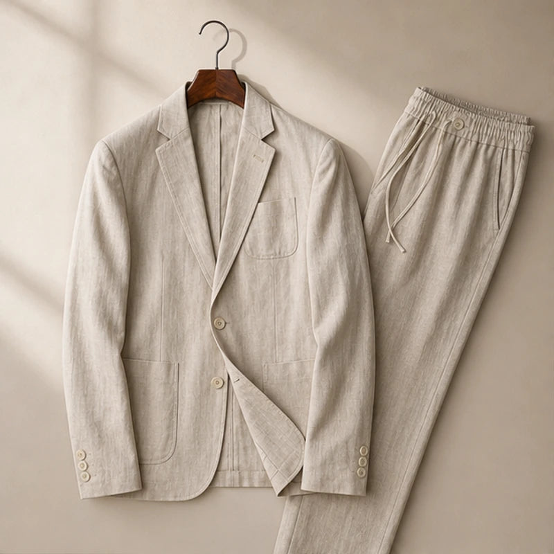 Palma 2-Piece Linen Set - Beige - Outfit Set - Hendlys - Image 1