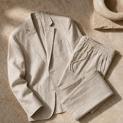 Palma 2-Piece Linen Set - Beige - men's linen set - Hendlys - Image 2