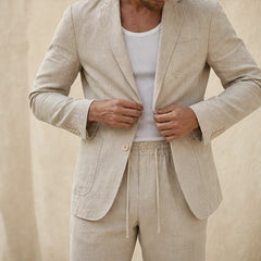 Palma 2-Piece Linen Set - Beige - summer suit - Hendlys - Image 6