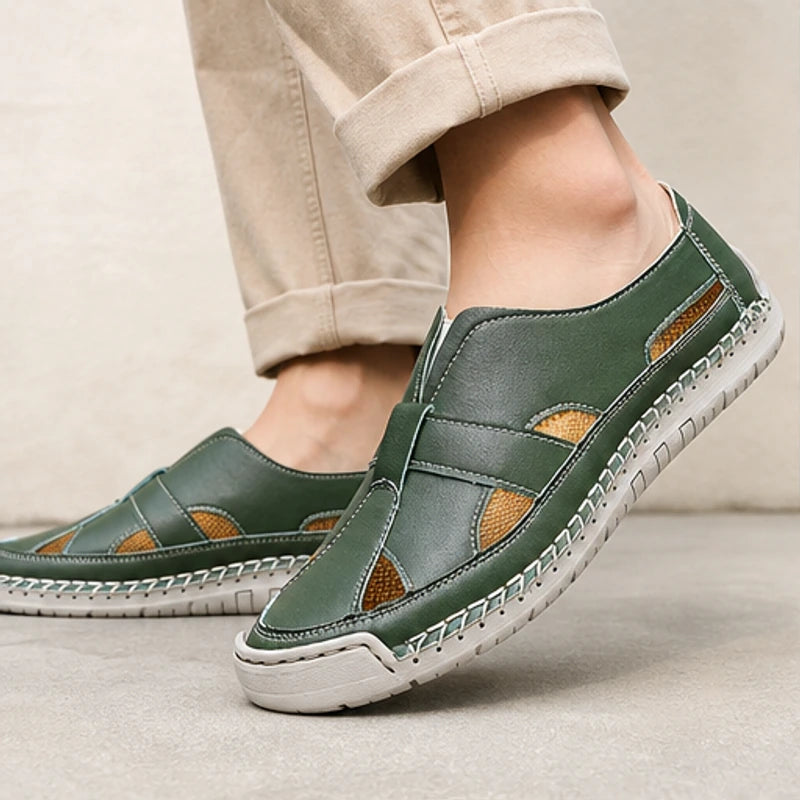 Brexton Vented Leather Loafer - Forest Green - leather loafers - Hendlys - Image 4