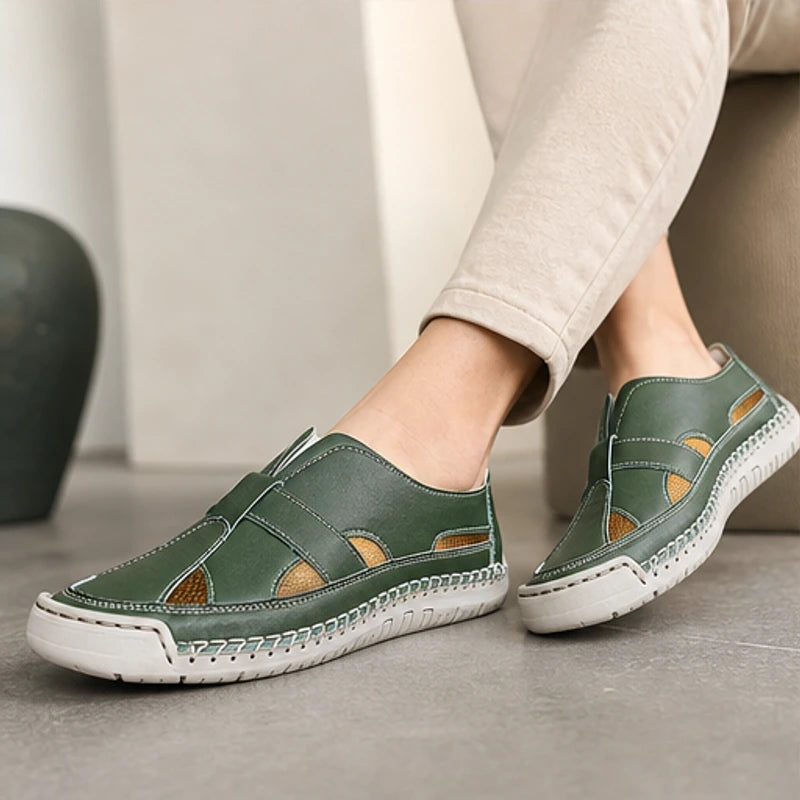 Brexton Vented Leather Loafer - Forest Green - loafers - Hendlys - Image 2