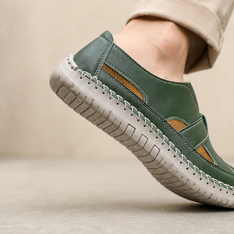 Brexton Vented Leather Loafer - Forest Green - men's loafers - Hendlys - Image 3