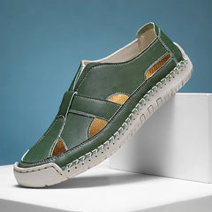 Brexton Vented Leather Loafer - Forest Green - Loafers - Hendlys - Image 1