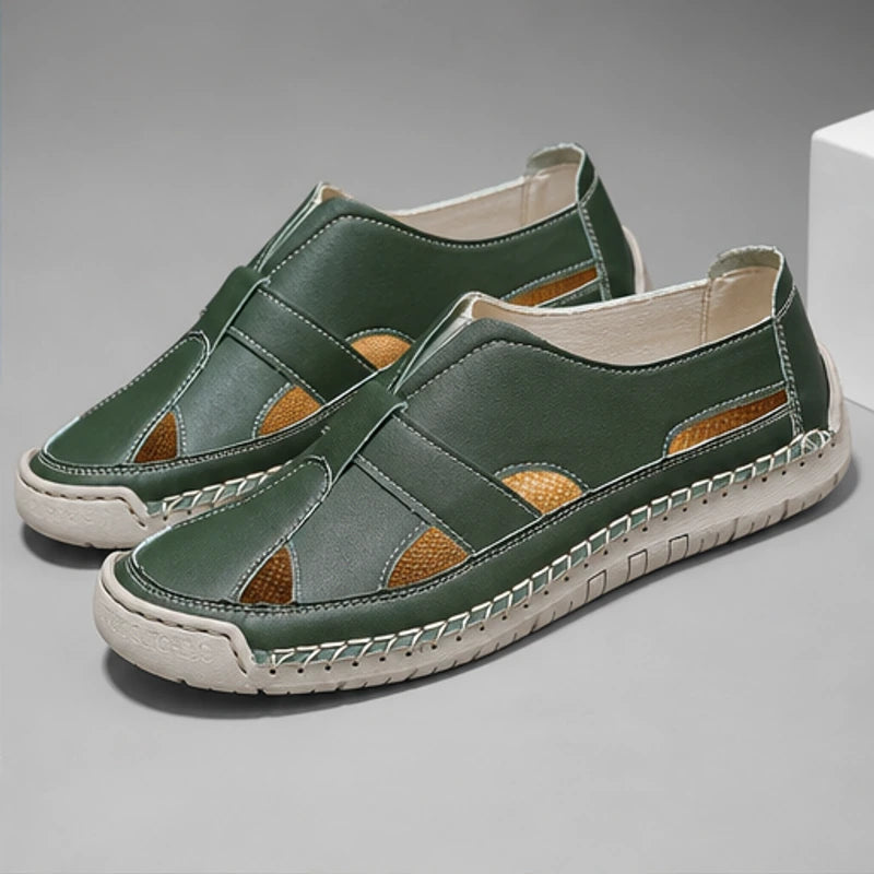 Brexton Vented Leather Loafer - Forest Green - vented leather - Hendlys - Image 5