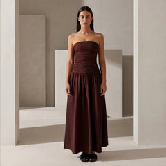 Grazania Strapless Dress - Brown - women's dress - Hendlys - Image 1