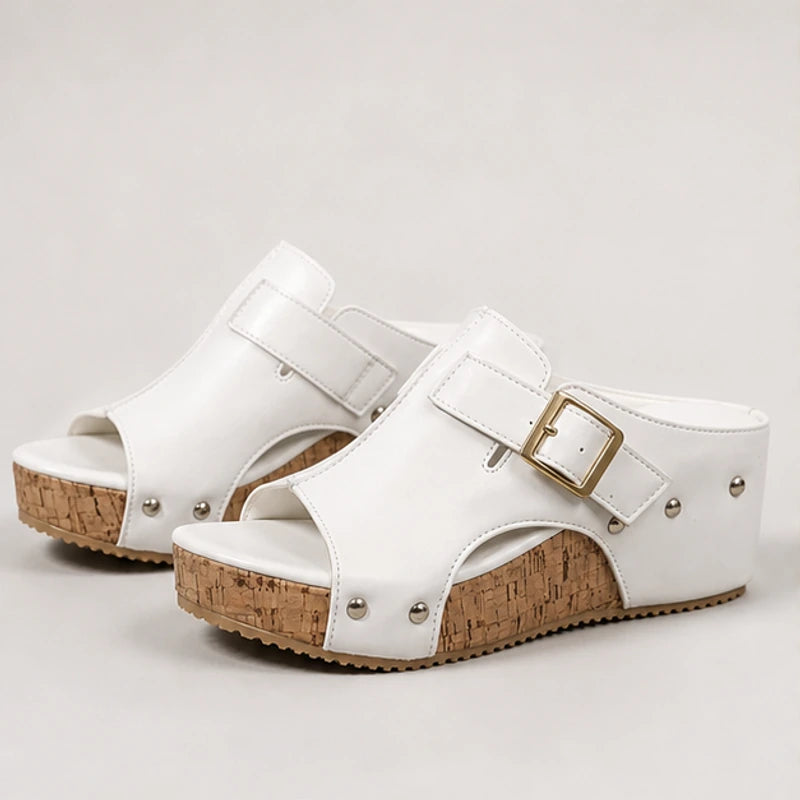 Zulana Platform Sandals - White - cushioned footbed - Hendlys - Image 6