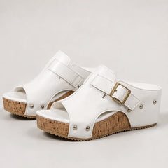 Zulana Platform Sandals - White - cushioned footbed - Hendlys - Image 6