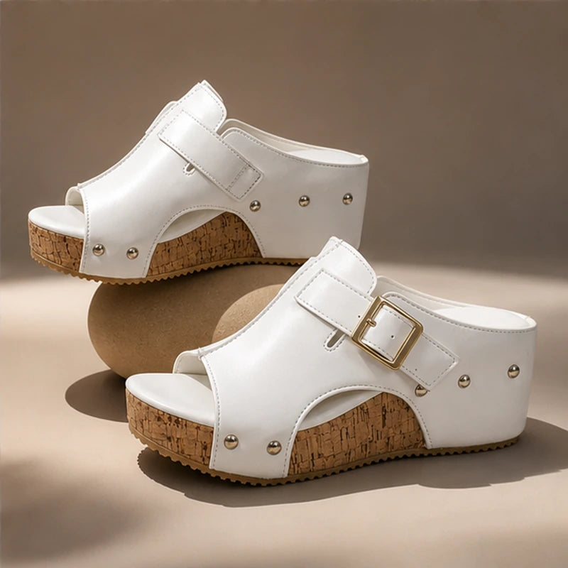 Zulana Platform Sandals - White - women's sandals - Hendlys - Image 2