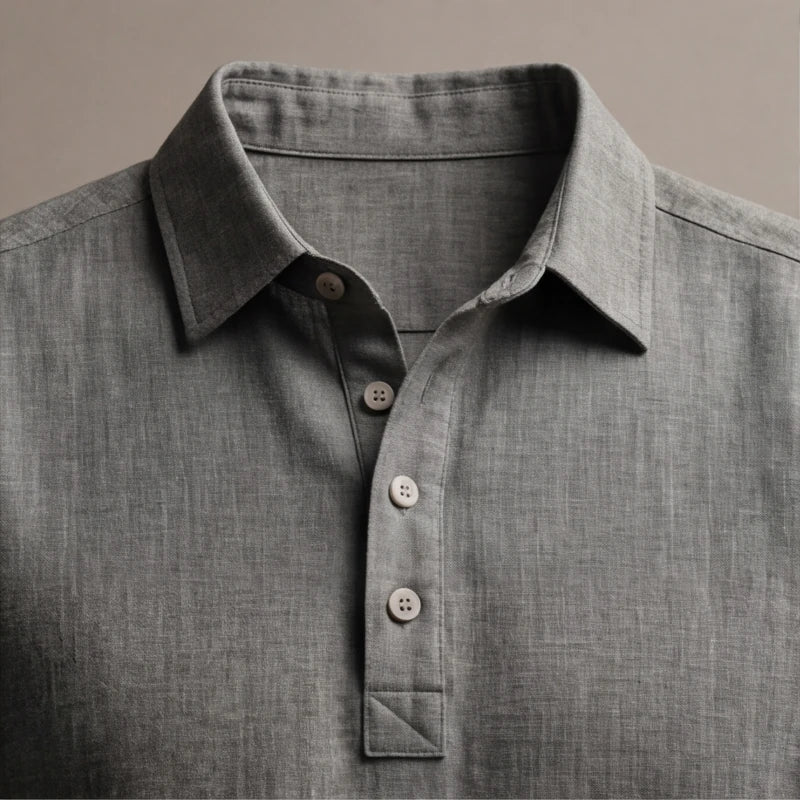 Porto Henley Shirt - Gray - men's shirt - Hendlys - Image 1