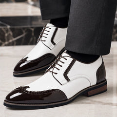 Belgrave Brogue Dress Shoe - White Brown - mens dress shoes - Hendlys - Image 2