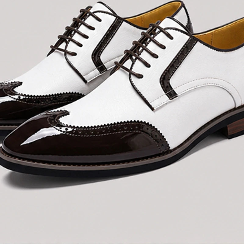 Belgrave Brogue Dress Shoe - White Brown - leather shoes - Hendlys - Image 4