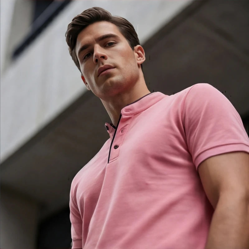 Jenson Polo Shirt - Pink - men's polo - Hendlys - Image 1