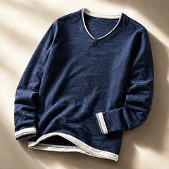 Kasane Cotton Long Sleeve Shirt - Navy Blue - men's shirt - Hendlys - Image 2