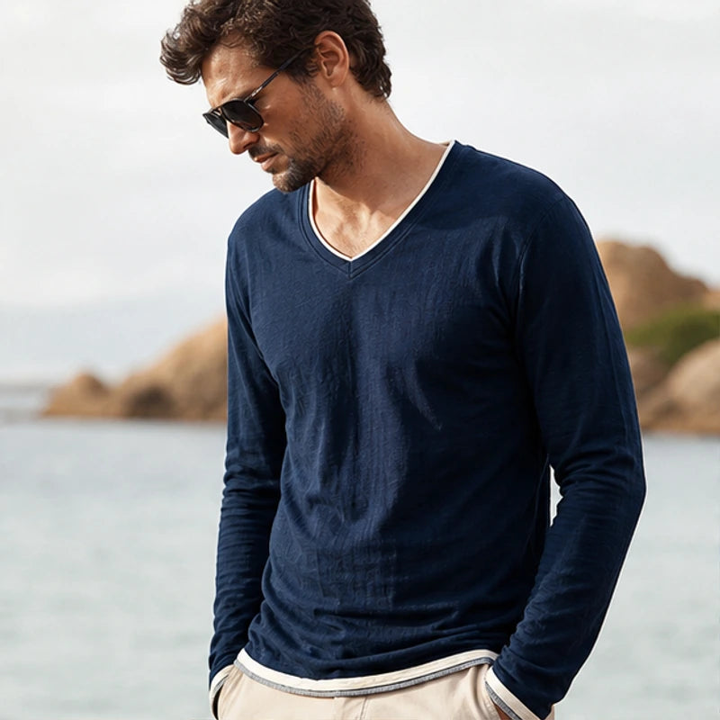 Kasane Cotton Long Sleeve Shirt - Navy Blue - japanese style - Hendlys - Image 5