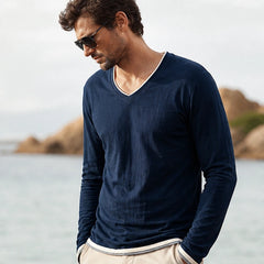Kasane Cotton Long Sleeve Shirt - Navy Blue - japanese style - Hendlys - Image 5