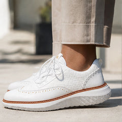 Hampton Leather Sneakers - White - wingtip sneakers - Hendlys - Image 4