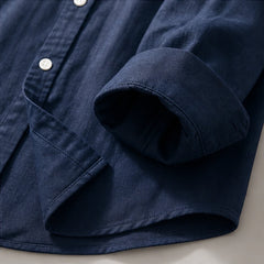 Amalfi Linen Mandarin Collar Shirt - Blue - mandarin collar - Hendlys - Image 4