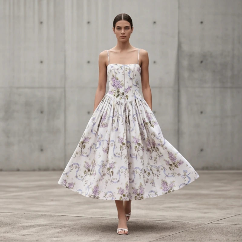 Venita Floral Maxi Dress - Lilac Flower - women's dress - Hendlys - Image 2