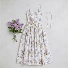 Venita Floral Maxi Dress - Lilac Flower - women's dress - Hendlys - Image 1