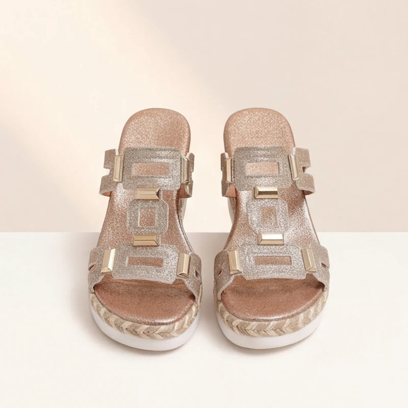 Marnola Chainlink Slides - Gold - women's slides - Hendlys - Image 2