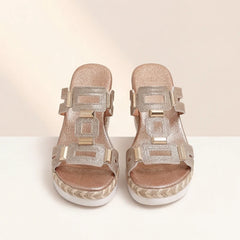 Marnola Chainlink Slides - Gold - women's slides - Hendlys - Image 2