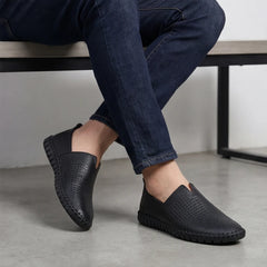 Sartoria Italia Loafers - Black - perforated loafers - Hendlys - Image 4