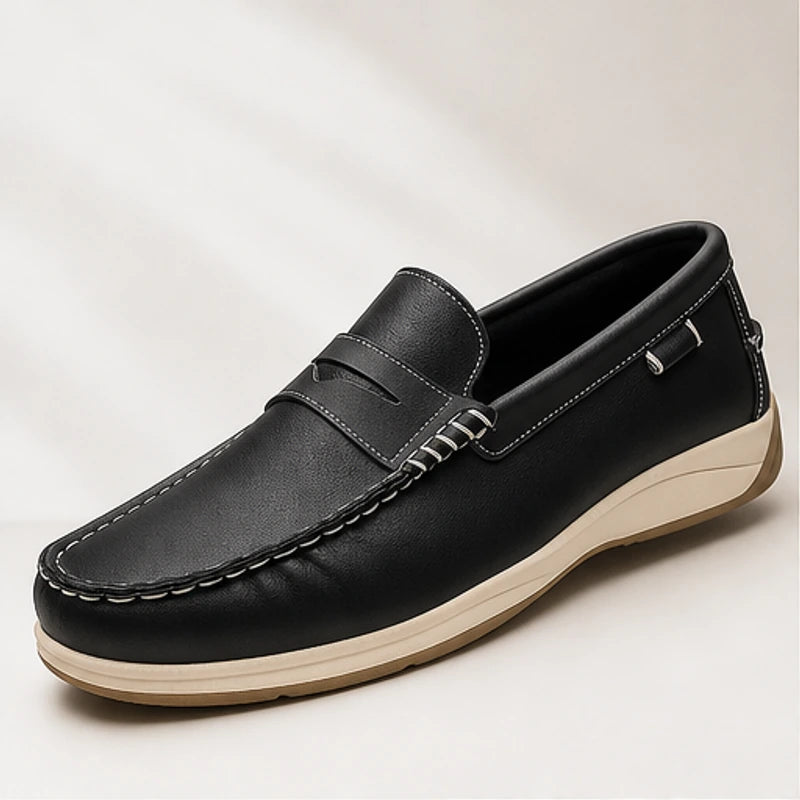 Ravello Pebbled Leather Loafer - Black - Loafers - Hendlys - Image 1