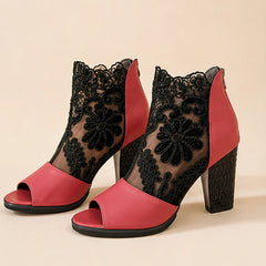 Helena Laceform Heels - Red - women's heels - Hendlys - Image 2