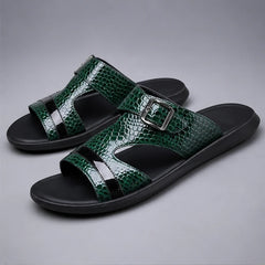 Vardon Open-Weave Leather Sandal - Green - men's sandals - Hendlys - Image 2