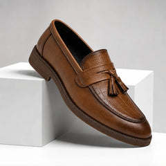 Arno Leather Tassel Loafer - Brown - Loafers - Hendlys - Image 1