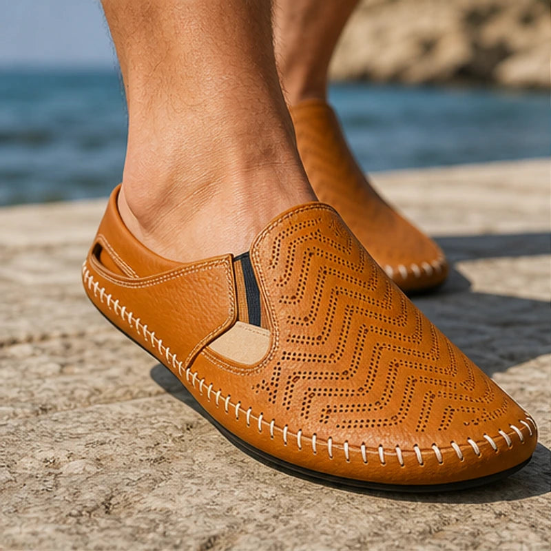 Lido Coastal Leather Sandal - Brown - men's sandals - Hendlys - Image 2