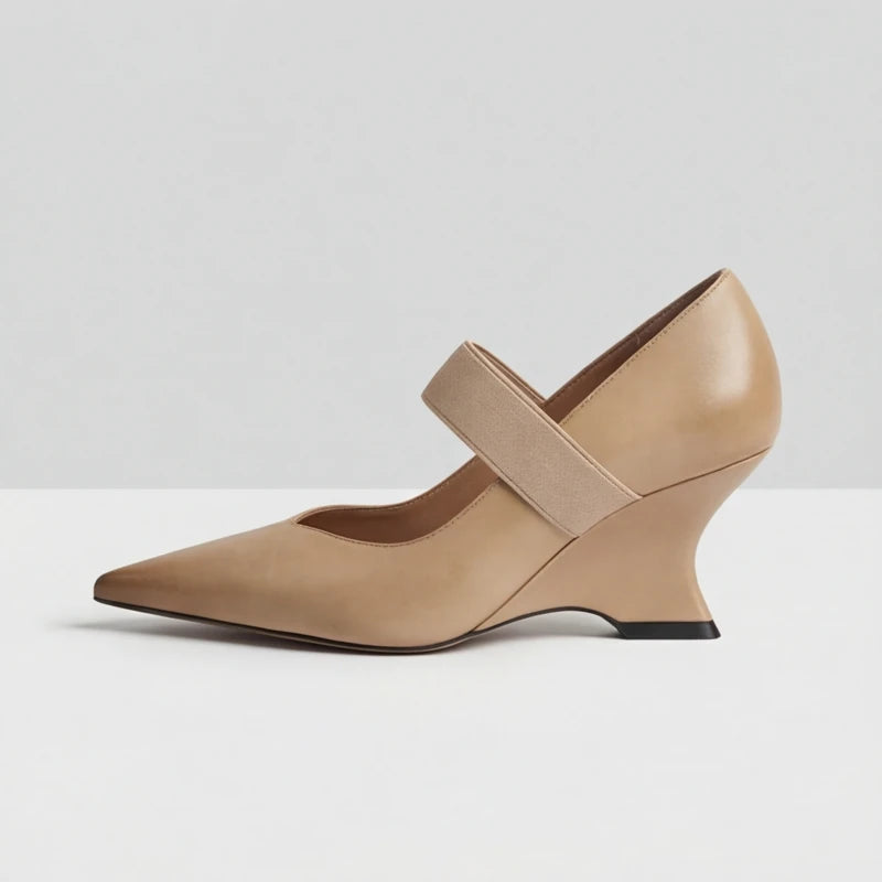Marla Genuine Leather Heels - Apricot - leather heels - Hendlys - Image 3
