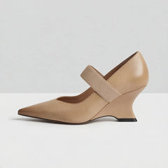 Marla Genuine Leather Heels - Apricot - leather heels - Hendlys - Image 3