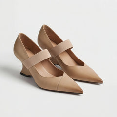 Marla Genuine Leather Heels - Apricot - women's heels - Hendlys - Image 2