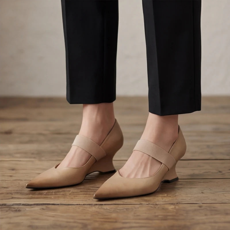 Marla Genuine Leather Heels - Apricot - comfortable heels - Hendlys - Image 8