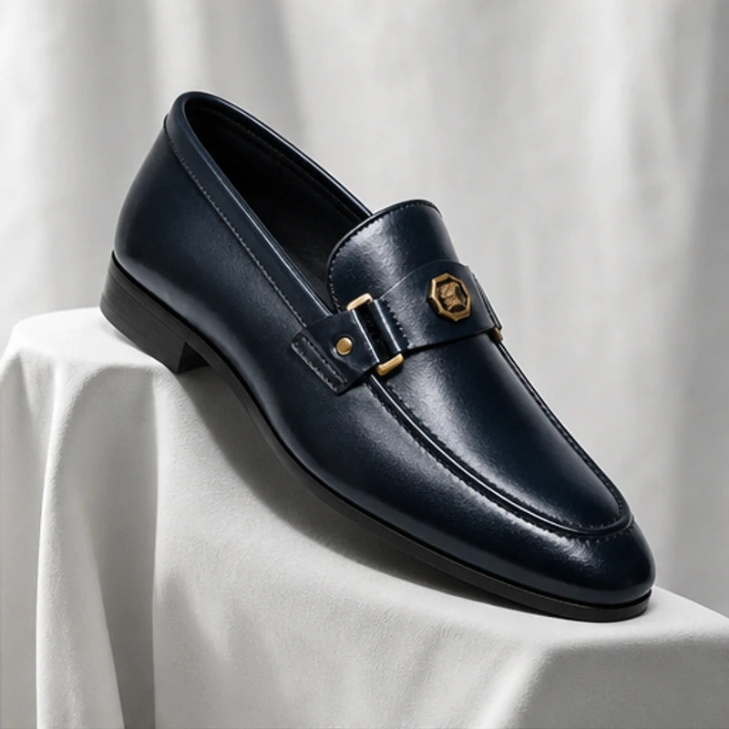 Verona Hand-Finished Leather Loafer - Navy - Loafers - Hendlys - Image 1