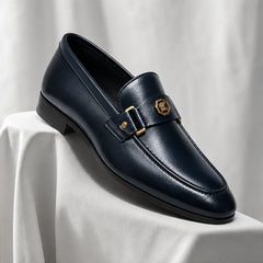Verona Hand-Finished Leather Loafer - Navy - Loafers - Hendlys - Image 1