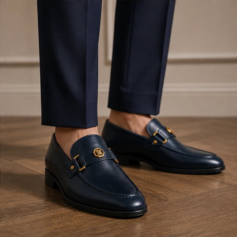 Verona Hand-Finished Leather Loafer - Navy - leather loafers - Hendlys - Image 3