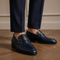 Verona Hand-Finished Leather Loafer - Navy - leather loafers - Hendlys - Image 3