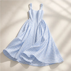 Kelly Holme Plaid Dress - Blue - sundress - Hendlys - Image 3