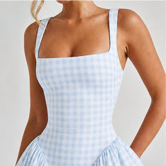 Kelly Holme Plaid Dress - Blue - a-line dress - Hendlys - Image 5