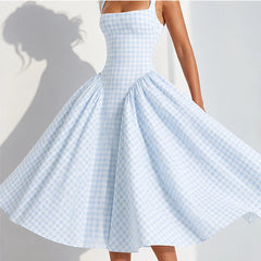 Kelly Holme Plaid Dress - Blue - plaid dress - Hendlys - Image 4